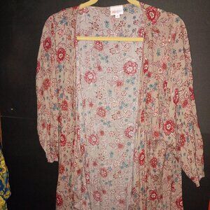 Lularoe Sarah Open Duster Rayon Blend Floral Long Sleeve Midi Size M